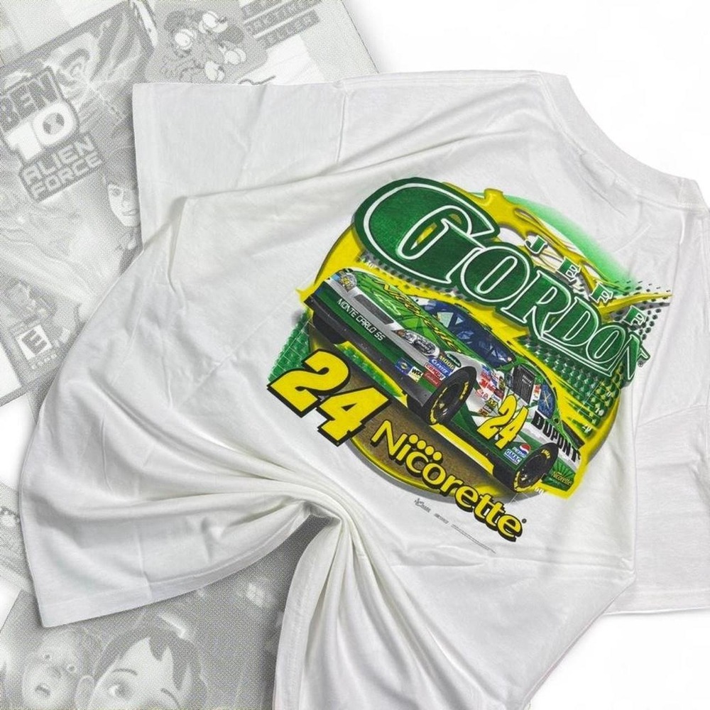 Vintage Y2K NWT Chase Nascar Jeff Gordon Flames Graphic Tee Shirt